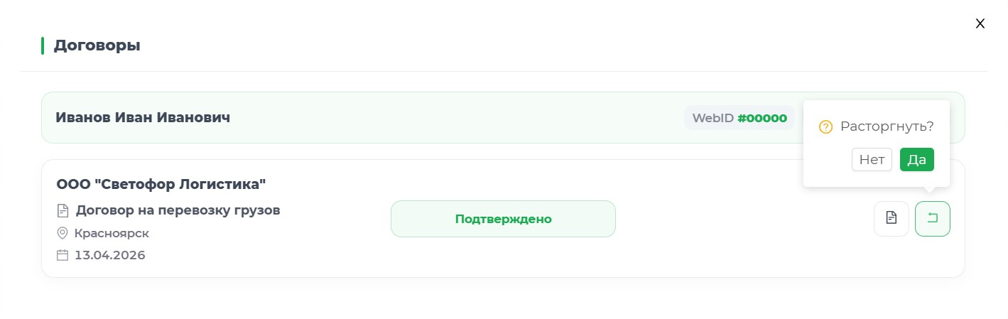 Подтверждение расторжения договора